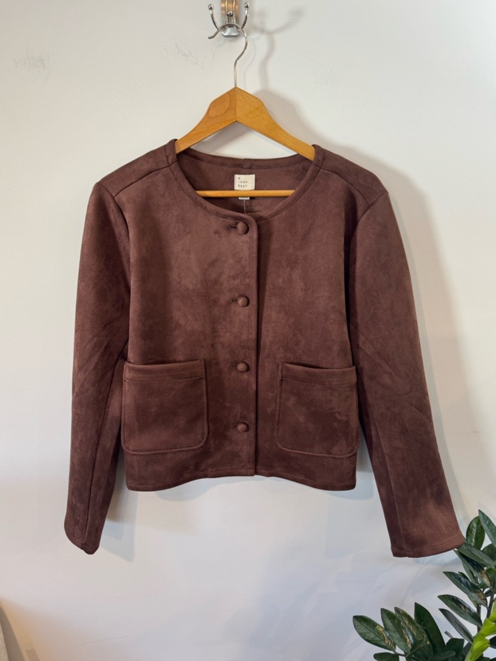 Women's Brown Faux Suede Semi Crop Blazer ‘Lady Jacket’ by A New Day, Sz XL, NWT - Picture 2 of 8